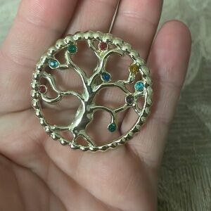 Vintage Family Tree Circle Pin (9325) Nine Children Birthstones